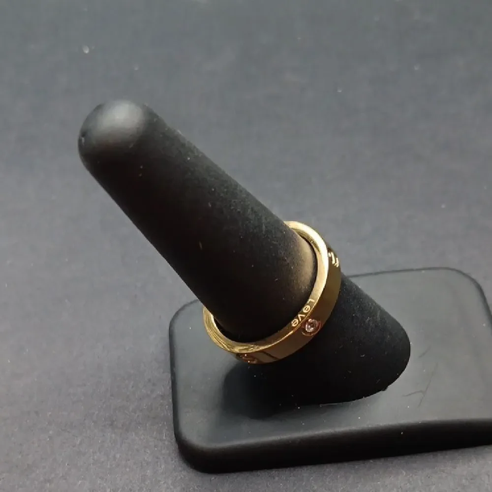New Gold Tone Love Ring‎ With Rhinestones Size 9